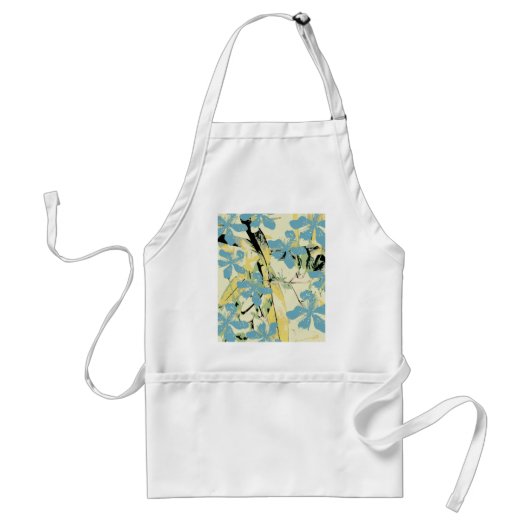 Blume Retro blau und gelb Schürze (Vorne)