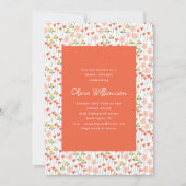 Blume Retro-Floral Orange- Brautparty Einladung (Vorderseite)
