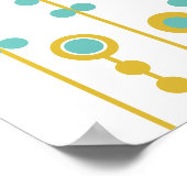 Blume, Retro, Senf und aquamarin Poster (Ecke)