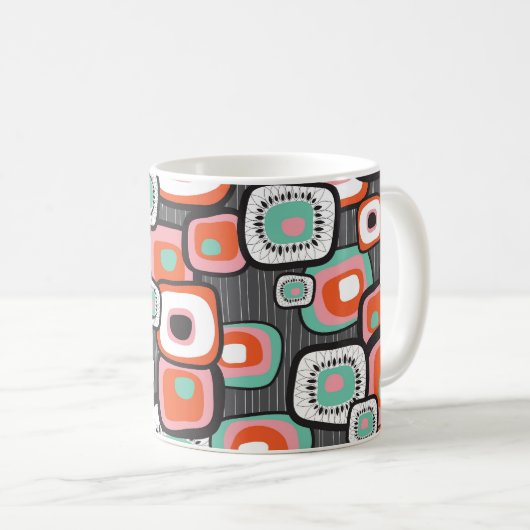 Blume Retro Sushi Quadrate benutzerdefinierte Tass Kaffeetasse (VorderseiteRechts)