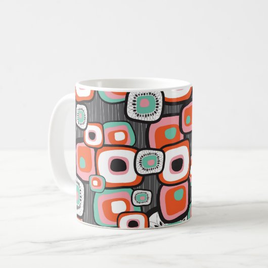 Blume Retro Sushi Quadrate benutzerdefinierte Tass Kaffeetasse (Vorderseite Links)
