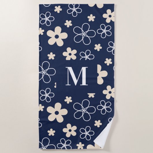 Blume-Rettro Strandtuch (Vorderseite)