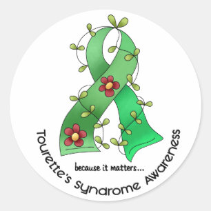 Blume Ribbon 1 Tourette-Syndrom Runder Aufkleber