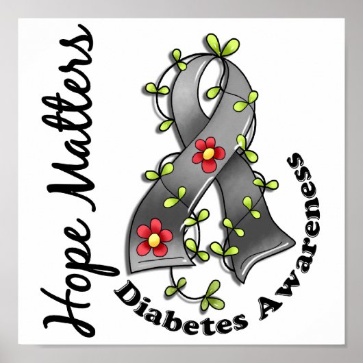 Blume Ribbon 4 Hoffnung Materie Diabetes Poster (Vorne)