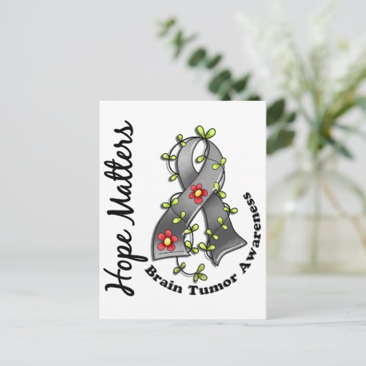 Blume Ribbon 4 Hoffnung zählt Hirntumor Postkarte (Stehend Vorderseite)