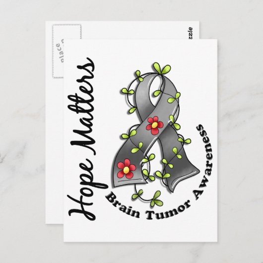 Blume Ribbon 4 Hoffnung zählt Hirntumor Postkarte (Vorne/Hinten)