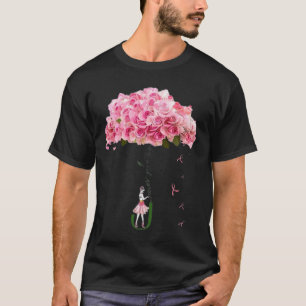 Blume Ribbon Brustkrebs Bewusstsein Kämpfer Wom T-Shirt