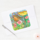 Blume Robin Bird Quadratischer Aufkleber (Umschlag)