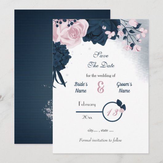 Blume, romantisch save the date (Vorne/Hinten)