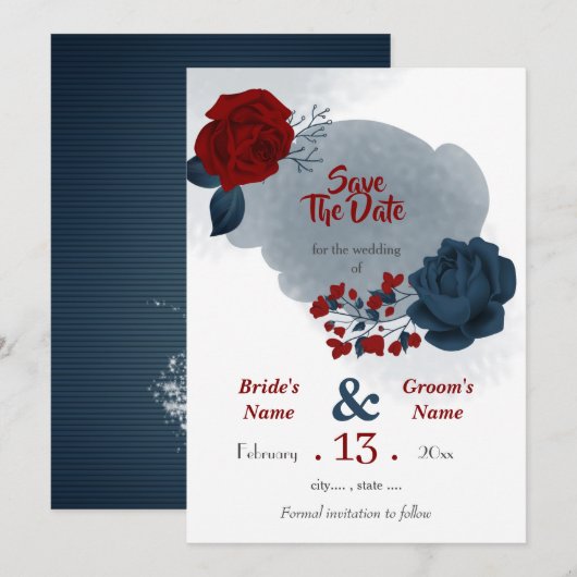 Blume romantisch save the date (Vorne/Hinten)