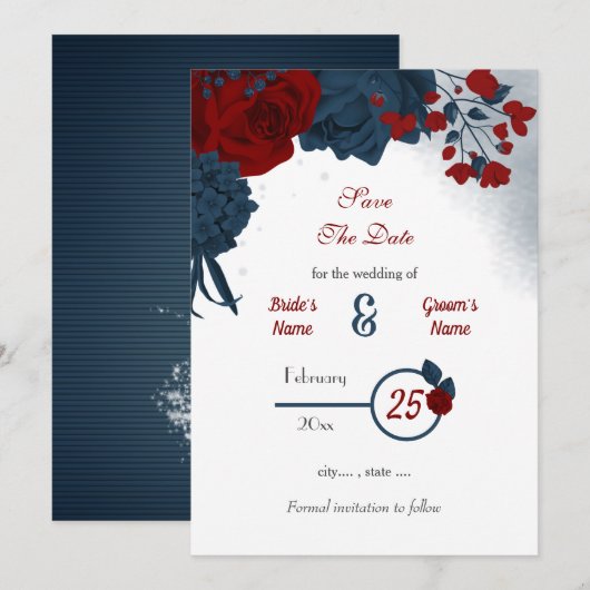 Blume romantisch save the date (Vorne/Hinten)