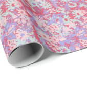 Blume Rosa Aqua Violet Painted Garden Design Geschenkpapier (Rolleneckpunkt)