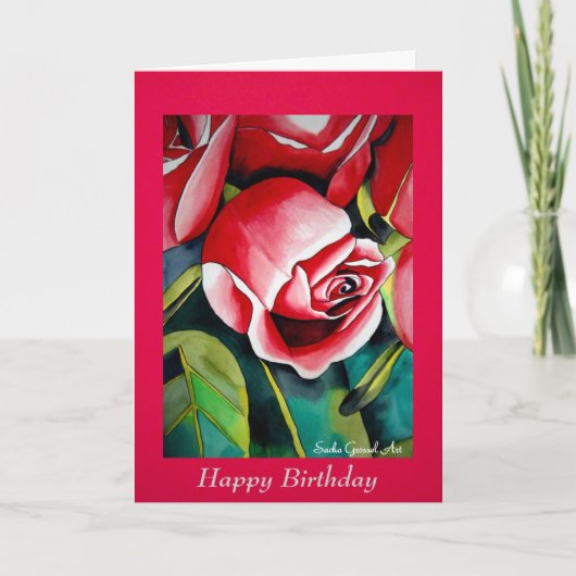 Blume Rosa Aquarell Geburtstag Karte (Vorderseite)