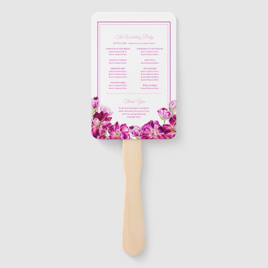 Blume Rosa Aquarellfarben Hochzeitsprogramm Fächer (Rückseite)