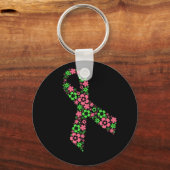 Blume Rosa Band Schlüsselanhänger - Schwarz (Vorderseite)