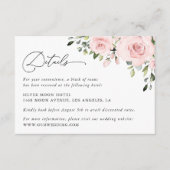 Blume, Rosa Blume, Angaben zur Hochzeit Begleitkarte (Vorderseite)