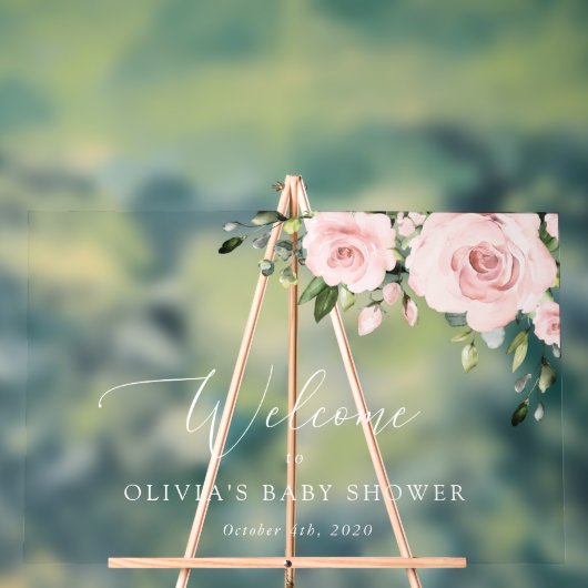 Blume, rosa Blume, Babydusche - Empfang Acrylschild (Neutral)