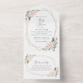 Blume, rosa Blume, Boho, Babydusche All In One Einladung (Innen Boden)