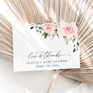 Blume, rosa Blume, Boho, Babydusche Dankeskarte