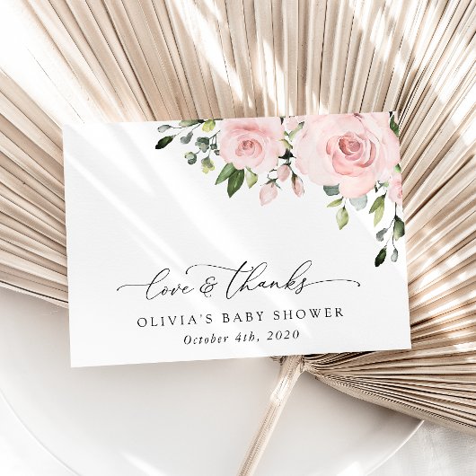 Blume, rosa Blume, Boho, Babydusche Dankeskarte