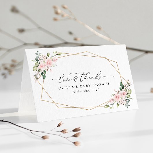 Blume, rosa Blume, Boho, Babydusche Dankeskarte