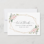 Blume, rosa Blume, Boho, Babydusche Dankeskarte (Vorderseite)