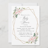 Blume, rosa Blume, Boho, Babydusche Einladung (Vorderseite)