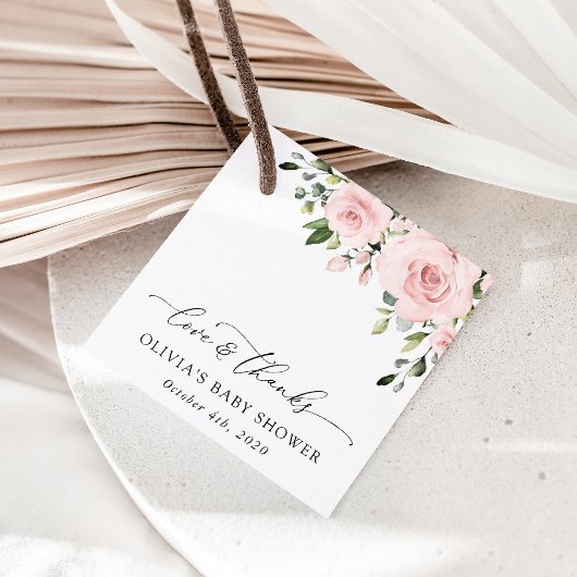 Blume, rosa Blume, Boho, Babydusche Geschenkanhänger