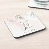 Blume, rosa Blume, Boho, Babydusche Getränkeuntersetzer (Linke Seite)