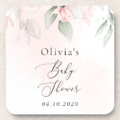 Blume, rosa Blume, Boho, Babydusche Getränkeuntersetzer (Vorderseite)