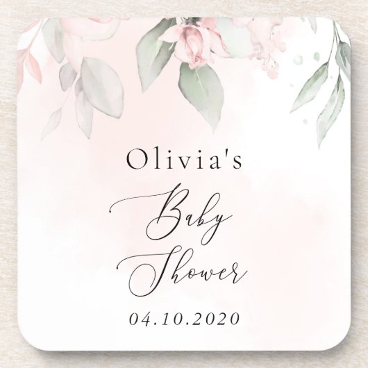 Blume, rosa Blume, Boho, Babydusche Getränkeuntersetzer (Vorderseite)