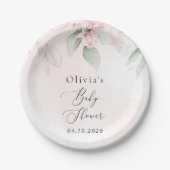 Blume, rosa Blume, Boho, Babydusche Pappteller (Vorderseite)