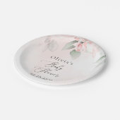 Blume, rosa Blume, Boho, Babydusche Pappteller (Schrägansicht)