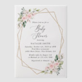 Blume, rosa Blume, Boho, Babydusche Pergament Einladungen (Vorderseite)