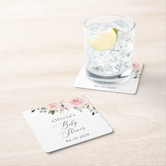 Blume, rosa Blume, Boho, Babydusche Rechteckiger Pappuntersetzer (Vor Ort)