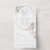 Blume, rosa Blume, Boho, Brautparty All In One Einladung (Innen Boden)