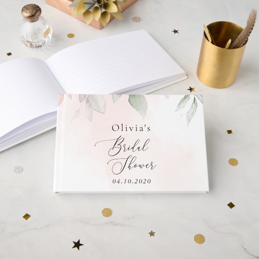 Blume, rosa Blume, Boho, Brautparty Gästebuch (Vorderseite Offen)