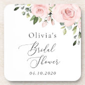 Blume, rosa Blume, Boho, Brautparty Getränkeuntersetzer (Vorderseite)