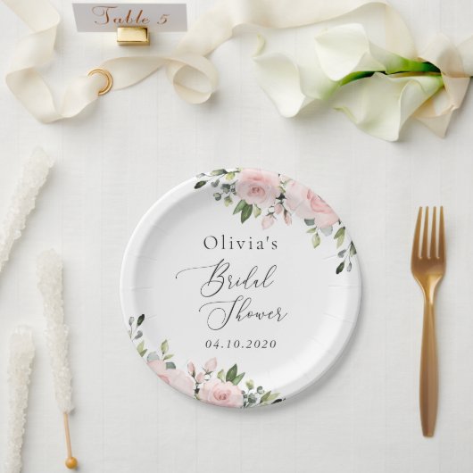 Blume, rosa Blume, Boho, Brautparty Pappteller (Hochzeit)