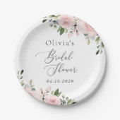 Blume, rosa Blume, Boho, Brautparty Pappteller (Vorderseite)