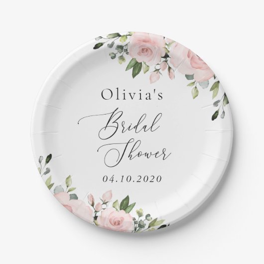 Blume, rosa Blume, Boho, Brautparty Pappteller (Vorderseite)