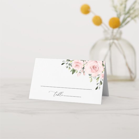 Blume, rosa Blume, Boho, Brautparty Platzkarte (Vorderseite)