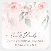 Blume, rosa Blume, Boho, Brautparty Quadratischer Aufkleber (Vorderseite)