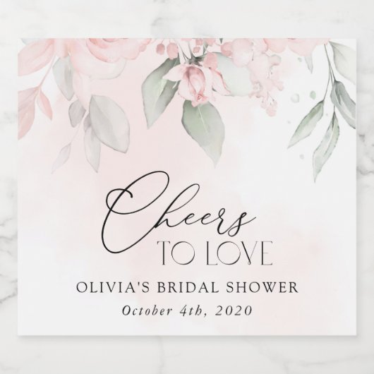 Blume, rosa Blume, Boho, Brautparty Schaumweinetikett (Einzelnes Label)