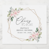 Blume, rosa Blume, Boho, Brautparty Schaumweinetikett (Einzelnes Label)