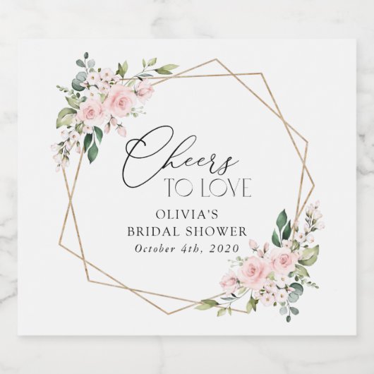 Blume, rosa Blume, Boho, Brautparty Schaumweinetikett (Einzelnes Label)