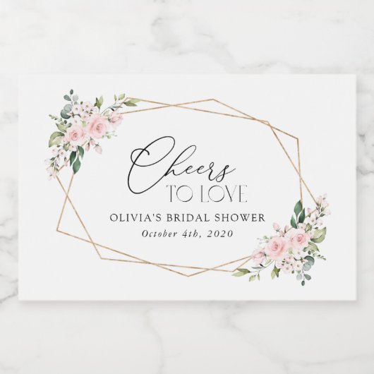 Blume, rosa Blume, Boho, Brautparty Schaumweinetikett (Einzelnes Label)