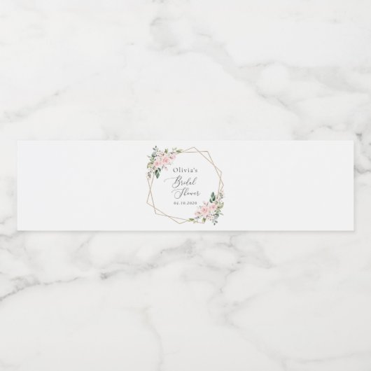 Blume, rosa Blume, Boho, Brautparty Wasserflaschenetikett (Einzelnes Label)