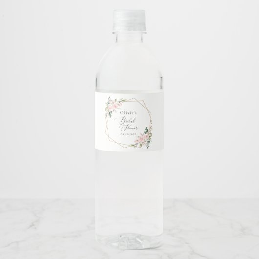 Blume, rosa Blume, Boho, Brautparty Wasserflaschenetikett (Vorderseite)