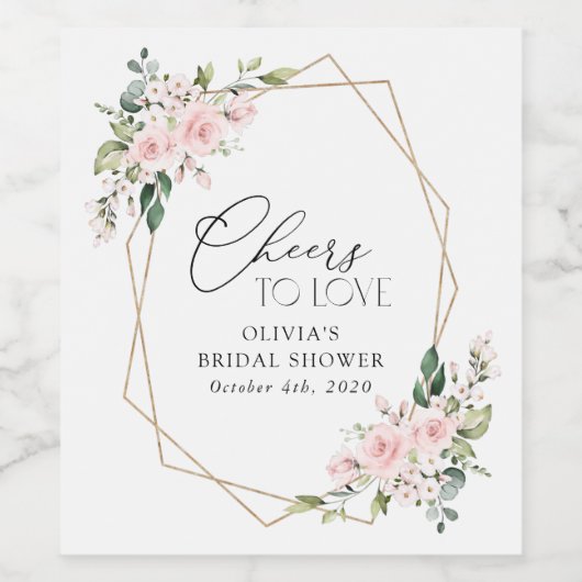 Blume, rosa Blume, Boho, Brautparty Weinetikett (Einzelnes Label)